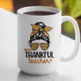 Thanksgiving Shirt Teacher Women Messy Bun Thankful Teacher Graphic Print Coffee Mug, funny gift