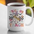 Trick Or Teach Groovy Teacher Halloween Retro Floral Ghost Graphic Print Coffee Mug, Groovy Teacher Mugs, funny gift