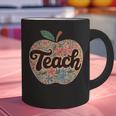 Cute Teacher With Apple Retro Teacher Kids Back To School Graphic Print Coffee Mug, gift for family, gift for coworker