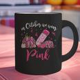In October We Wear Pink Apple Teacher Daisy Breast Cancer Graphic Print Coffee Mug, gift for family, gift for coworker