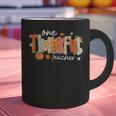 Preppy One Thankful Teacher Coquette Thanksgiving Teacher Graphic Print Coffee Mug, gift for family, gift for coworker