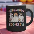 Preschool Boo Crew Groovy Halloween Floral Ghost Teacher Men Women Kids Graphic Print Coffee Mug, Groovy Teacher Mugs, gift for family, gift for coworker