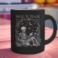 Read In Peace Skeleton Reading Teacher Spooky Halloween Graphic Print Coffee Mug, gift for family, gift for coworker