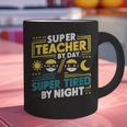 Super Teacher By Day Super Tired By Night Superheroes School Graphic Print Coffee Mug, Super Teacher Mugs, gift for family, gift for coworker