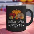 Teach Love Inspire Autumn Fall Plaid Leopard Pumpkin Teacher For Men Women Kids Graphic Print Coffee Mug, gift for family, gift for coworker