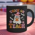 Trick Or Teach Cute Floral Ghost Teacher Halloween Costume Graphic Print Coffee Mug, gift for family, gift for coworker