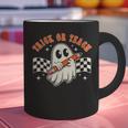 Trick Or Teach Groovy Retro Ghost Halloween Teacher Kids Graphic Print Coffee Mug, Groovy Teacher Mugs, gift for family, gift for coworker