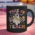 Trick Or Teach Groovy Teacher Halloween Retro Teacher Ghost Graphic Print Coffee Mug, Groovy Teacher Mugs, gift for family, gift for coworker