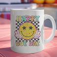 Happy Dot Day Hippie Flowers Smile Face Groovy Teacher Kids Graphic Print Coffee Mug, Groovy Teacher Mugs, gift for family, gift for coworker