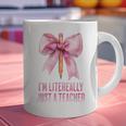 I'm Literally Just a Teacher Pencil Coquette Bow School Graphic Print Coffee Mug, gift for family, gift for coworker I'm Literally Just a Teacher Pencil Coquette Bow School Graphic Print Coffee Mug, gift for family, gift for coworker