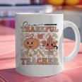 One Thankful Teacher Thanksgiving Groovy Fall Autumn Teacher Graphic Print Coffee Mug, Groovy Teacher Mugs, gift for family, gift for coworker