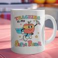 Retro Teaching Is My Superpower Apple Teacher Appreciation Graphic Print Coffee Mug, gift for family, gift for coworker