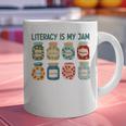 Women Literacy Is My Jam Literacy Teacher Reading Teacher Graphic Print Coffee Mug, gift for family, gift for coworker