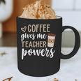 Coffee Gives Me Teacher Powers Teacher Graphic Print Coffee Mug, novelty gifts, funny gifts
