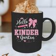 First Day Of School Teacher Girl Coquette Hello Kindergarten Graphic Print Coffee Mug, novelty gifts, funny gifts