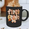 First Grade Fall Floral Coquette Bow Teachers Students Graphic Print Coffee Mug, novelty gifts, funny gifts