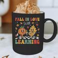 Groovy Fall In Love With Learning Autumn Pumpkin Teacher Graphic Print Coffee Mug, novelty gifts, funny gifts