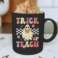 Groovy Teacher Halloween Retro Trick Or Teach Floral Ghost Graphic Print Coffee Mug, novelty gifts, funny gifts