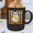 Happy Fri-Yay Friday Lovers Groovy Teacher Life Halloween Graphic Print Coffee Mug, novelty gifts, funny gifts