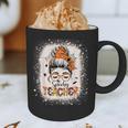 Messy Bun Spooky Teacher Bleached Halloween Teachers Graphic Print Coffee Mug, novelty gifts, funny gifts