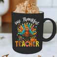 One Thankful Teacher Thanksgiving Turkey Cute Crayon Pencil Graphic Print Coffee Mug, novelty gifts, funny gifts