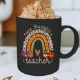 One Thankful Teacher Thanksgiving Turkey Rainbow Fall Graphic Print Coffee Mug, novelty gifts, funny gifts