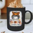 One Thankful Teacher's Aide Messy Bun Thanksgiving Fall Graphic Print Coffee Mug, novelty gifts, funny gifts