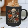 Read In Peace Skeleton Reading Book Halloween Teacher Graphic Print Coffee Mug, novelty gifts, funny gifts