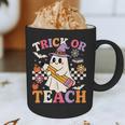 Retro Floral Ghost Trick Or Teach Groovy Teacher Halloween Graphic Print Coffee Mug, novelty gifts, funny gifts