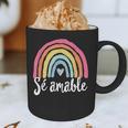 Sé Amable Spanish Bilingual Teacher Be Kind Boho Rainbow Graphic Print Coffee Mug, novelty gifts, funny gifts