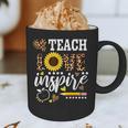TEACH LOVE INSPIRE Teacher Sunflower Appreciation Graphic Print Coffee Mug, novelty gifts, funny gifts