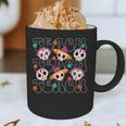 Teach Teacher Dia De Los Muertos Day Of The Dead Sugar Skull Graphic Print Coffee Mug, novelty gifts, funny gifts