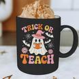 Trick Or Teach Cute Floral Ghost Teacher Halloween Costume Graphic Print Coffee Mug, novelty gifts, funny gifts