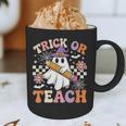 Trick Or Teach Groovy Teacher Halloween Retro Ghost Graphic Print Coffee Mug, novelty gifts, funny gifts