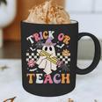 Trick Or Teach Groovy Teacher Halloween Retro Teacher Ghost Graphic Print Coffee Mug, novelty gifts, funny gifts