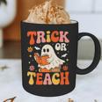 Trick Or Teach Halloween Shirt For Teacher Kids Floral Ghost Graphic Print Coffee Mug, novelty gifts, funny gifts