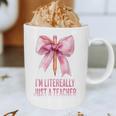 I'm Literally Just a Teacher Pencil Coquette Bow School Graphic Print Coffee Mug, novelty gifts, funny gifts I'm Literally Just a Teacher Pencil Coquette Bow School Graphic Print Coffee Mug, novelty gifts, funny gifts