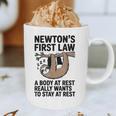 Newtons First Law Physics Jokes Science Teacher Graphic Print Coffee Mug, novelty gifts, funny gifts