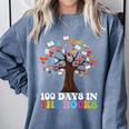 100 Days In The Books Reading Teacher 100th Day Of School Comfort Colors Sweatshirt Blue Jean