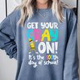 100th Day Of School Get Your Cray On Teacher Comfort Colors Sweatshirt Blue Jean