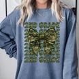 2nd Grade Teacher Student Camo Bow Back To School Comfort Colors Sweatshirt Blue Jean