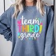3rd Grade Team Pencil Teacher Student Back To School Girls Comfort Colors Sweatshirt Blue Jean