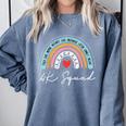 4K Squad Crew Team Teacher Kindergarten Kinder Elementary Comfort Colors Sweatshirt Blue Jean