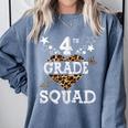 4th Grade Squad Star Team Leopard Teacher Crew Student Men Women Girls Kids Comfort Colors Sweatshirt Blue Jean