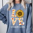 4th Grade Teacher Love Autumn Fall Sunflower Appreciation Comfort Colors Sweatshirt Blue Jean