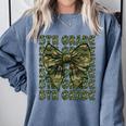 5th Grade Teacher Student Camo Bow Back To School Comfort Colors Sweatshirt Blue Jean