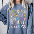 ABC Animals Alphabet Graphic Boys Girls Kindergarten Teacher Comfort Colors Sweatshirt Blue Jean