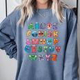ABC Cute Monster Alphabet Halloween Teacher Costume Kids Comfort Colors Sweatshirt Blue Jean