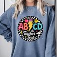 ABCD The Teacher Tour Back To School First Day Of School Comfort Colors Sweatshirt Blue Jean ABCD The Teacher Tour Back To School First Day Of School Comfort Colors Sweatshirt Blue Jean