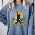 Adventure Awaits Bigfoot Teacher Kindergarten Back To School Comfort Colors Sweatshirt Blue Jean
